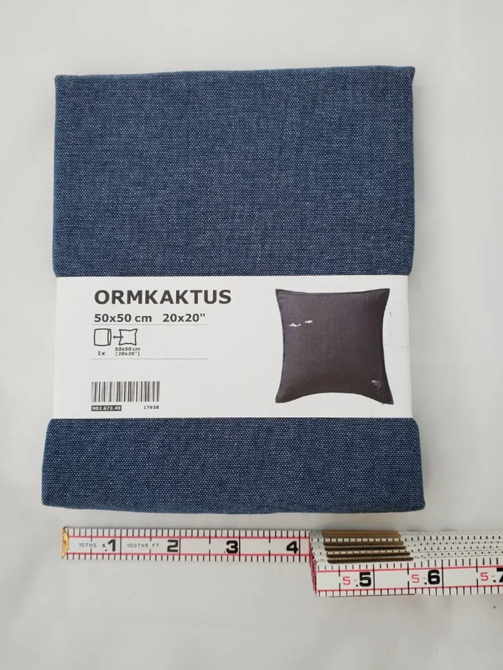 IKEA ORMKAKTUS Pillow Cover Set (2) BLUE DENIM NWT 20x 20 Ranch Country Rustic